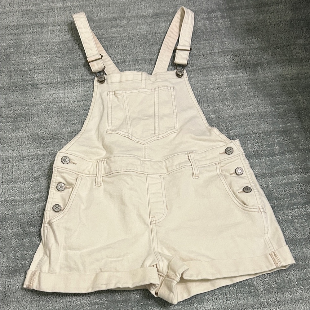 Old Navy Cream Short Denim Overalls